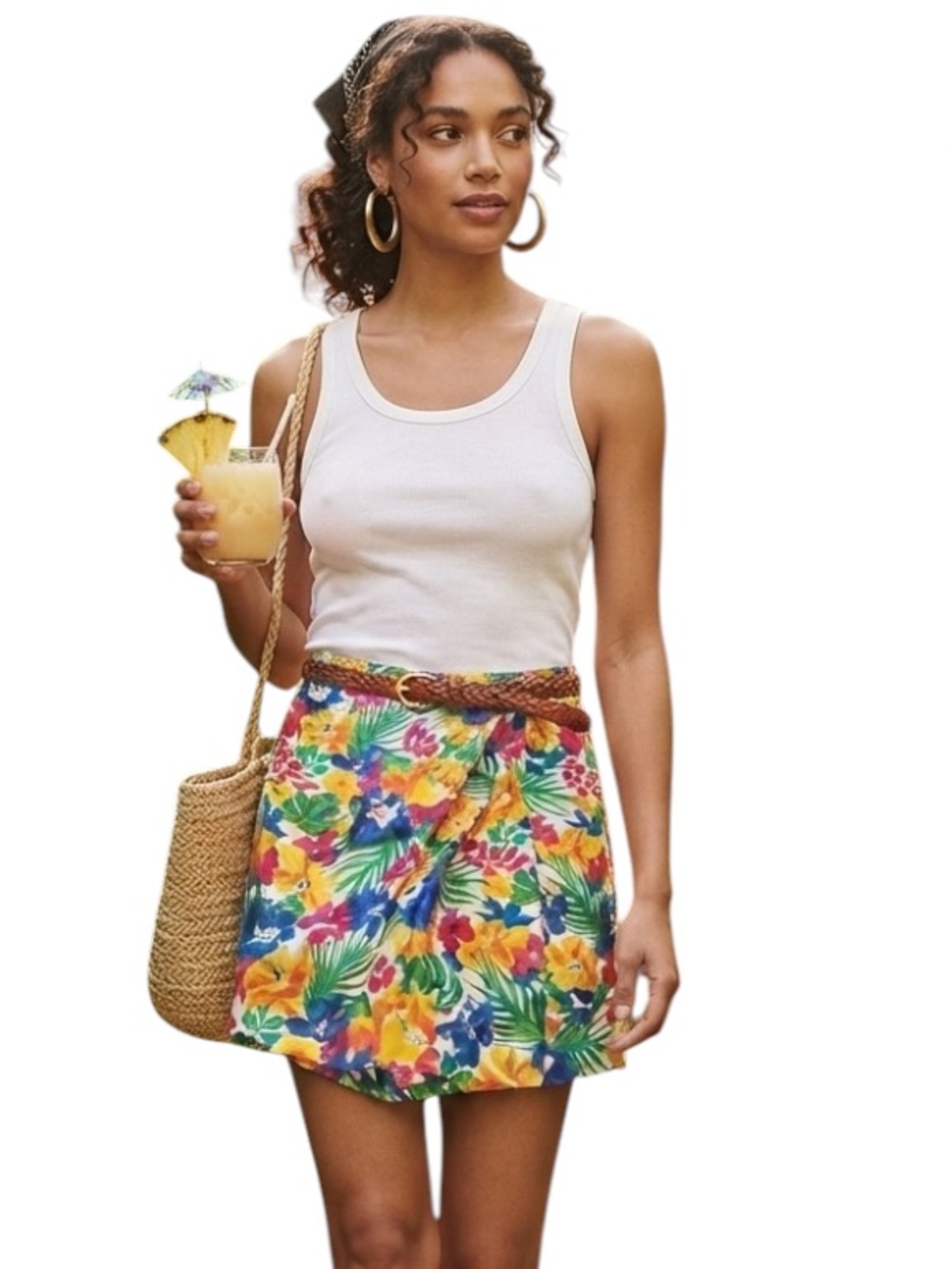 Vintage 80's tropical David brooks women’s short skirt size 12 100% cotton